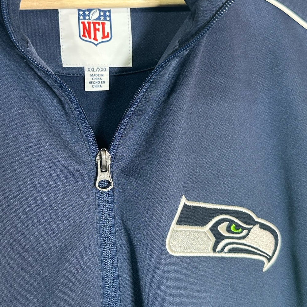 NFL Seattle Seahawks Quarter Zip Pullover Jacket Navy Blue Action Green Mens XXL - Picture 4 of 4